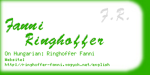 fanni ringhoffer business card